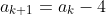 a_{k+1}=a_k-4