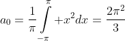 a_0=\frac{1}{\pi}\int\limits_{-\pi}^\pi x^2dx=\frac{2\pi^2}{3}