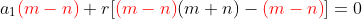 a_1{\color{red}(m-n)}+r[{\color{red}(m-n)}(m+n)-{\color{red}(m-n)}]=0