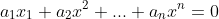 a_1x_1+a_2x^2+...+a_nx^n=0