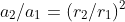 a_2/a_1=(r_2/r_1)^2