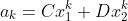 a_k=Cx_1^k+Dx_2^k