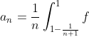a_n=\frac1n\int_{1-\frac1{n+1}}^1f