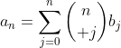 a_n=\sum_{j=0}^n{n\choose j}b_j