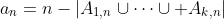a_n=n-\left|A_{1,n}\cup\cdots\cup A_{k,n}\right|