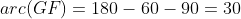 arc(GF)=180-60-90=30
