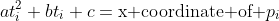 at_i^2+bt_i+c=\text{x coordinate of }p_i