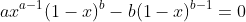 ax^{a-1}(1-x)^b-b(1-x)^{b-1}=0