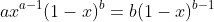 ax^{a-1}(1-x)^b=b(1-x)^{b-1}