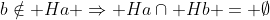 b\notin Ha \Rightarrow Ha\cap Hb = \emptyset
