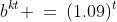 b^{kt} \:=\:(1.09)^t