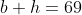 b+h=69