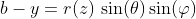 b-y=r(z)\,\sin(\theta)\sin(\varphi)