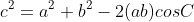 c^2=a^2+b^2-2(ab)cosC