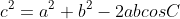 c^2=a^2+b^2-2abcosC