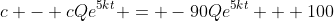 c - cQe^{5kt} = -90Qe^{5kt} + 100