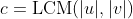 c=\text{LCM}(|u|,|v|)