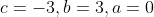 c=-3,b=3,a=0