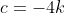 c=-4k