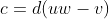 c=d(uw-v)