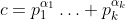 c=p_1^{\alpha_1}\hdots p_k^{\alpha_k}