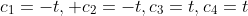 c_1=-t, c_2=-t,c_3=t,c_4=t
