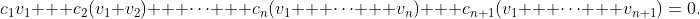 c_1v_1 + c_2(v_1+v_2) + \cdots + c_n(v_1 + \cdots + v_n) + c_{n+1}(v_1 + \cdots + v_{n+1})=0.