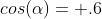 cos(\alpha)= .6
