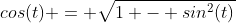 cos(t) = \sqrt{1 - sin^2(t)}