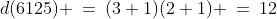 d(6125) \:=\:(3+1)(2+1) \:=\:12