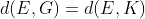 d(E,G)=d(E,K)