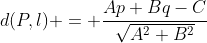 d(P,l) = \dfrac{Ap+Bq-C}{\sqrt{A^2+B^2}}