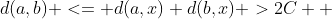 d(a,b) <= d(a,x)+d(b,x) >2C  