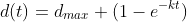 d(t)=d_{max} (1-e^{-kt})