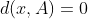 d(x,A)=0