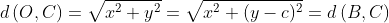 d\left(O,C\right)=\sqrt{x^2+y^2}=\sqrt{x^2+(y-c)^2}=d\left(B,C\right)
