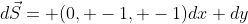 d\vec{S}= (0, -1, -1)dx dy