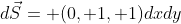 d\vec{S}= (0, 1, 1)dxdy