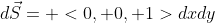 d\vec{S}= <0, 0, 1>dxdy