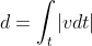 d=\int_{t}|vdt|
