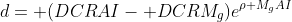 d= (DCRAI- DCRM_g)e^{\rho M_gAI}