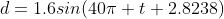 d=1.6sin(40\pi t+2.8238)