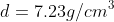 d=7.23g/cm^3