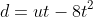 d=ut-8t^2