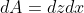 dA=dzdx