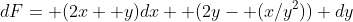 dF= (2x+ y)dx+ (2y- (x/y^2)) dy
