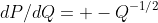 dP/dQ= -Q^{-1/2}