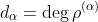 d_\alpha=\deg\rho^{(\alpha)}