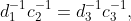 d_1^{-1}c_2^{-1}=d_3^{-1}c_3^{-1},