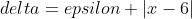 delta=epsilon+|x-6|